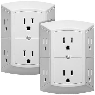 Three-sided 6-outlet Grounded Wall Outlet Extender