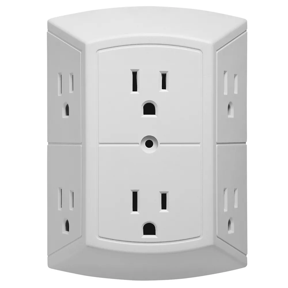 Three-sided 6-outlet Grounded Wall Outlet Extender